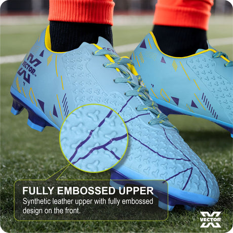 Vector X Thriller 3D Fully Embossed Textured Upper|Football Shoe/Studs| Double Colored TPU Sole| Soft Insocks Cushion|Light Weight soccer shoes For Men