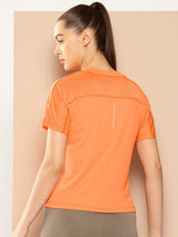 Orange Dry cell Running Crop Tee