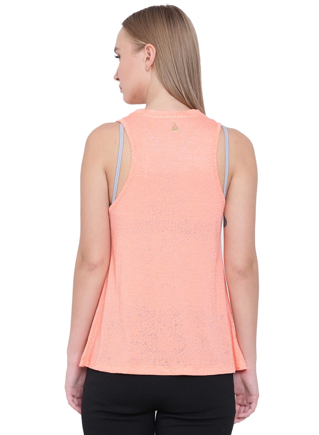 Alcis Women Peach-Coloured Printed Tank Top