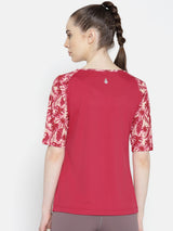 Alcis Women Pink Solid Round Neck Yoga T-shirt