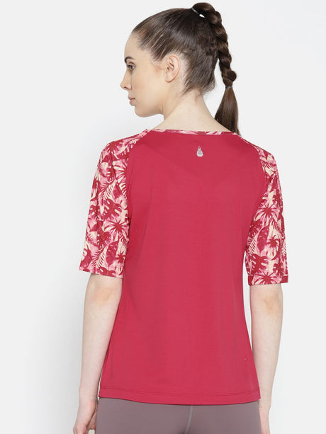 Alcis Women Pink Solid Round Neck Yoga T-shirt | Alcis