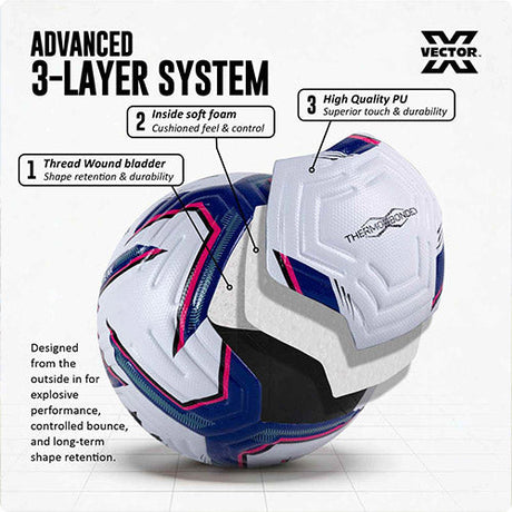 Vector X Elite NX Thermo Bonded Football Offical Match Ball PU Seamless Technology Excellent Bounce With Needle