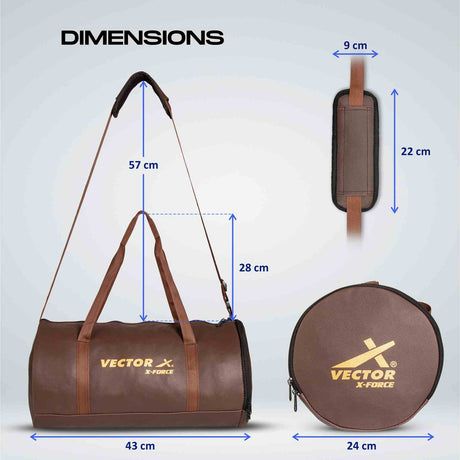 Vector X Leather Gym Bag Duffel Bag Shoulder Bag for Men and Women Carrying Gym Accessories