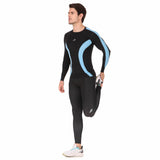 ReDesign Nylon Compression Top Full Sleeve (BLACK/SKY BLUE)