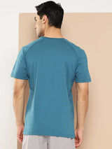 Alcis Men Ink Blue Chest Printed Tee