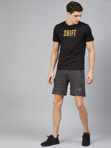Alcis Men Charcoal Grey Solid Regular Fit Sports Shorts