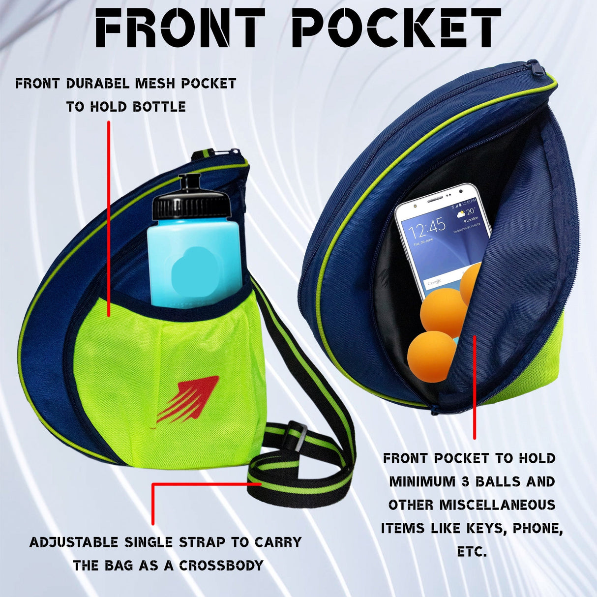 Twirl 5L Navy Blue Green| Unisex Table Tennis Equipment Bag | Tennis Case | Racket Case | TT Bag Cover |Ping Pong Paddle Case|Case Bag Double-Sided |Professional |Bat Protector Pouch |Travel