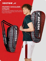 Vector X Donatello Water Resistant 4 Compartment Badminton Bag with Padded Shoulder Strap