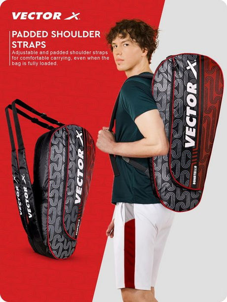 Vector X Donatello Water Resistant 4 Compartment Badminton Bag with Padded Shoulder Strap