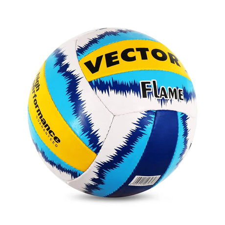 Vector X 18 Panel Flame Rubber Hand Stitched Indoor/Outdoor Volleyball with Latex Bladder, White-Red-Blue, Size: 4 (Suitable for Practice/Match/Beach) + Free Air Needle