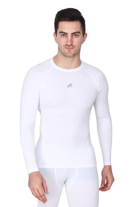 Nylon Compression Tshirt Full Sleeve Tights For Men (White)