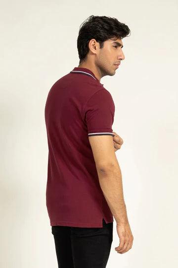 Wine Contrast Tipped Polo - KIBI SPORTS