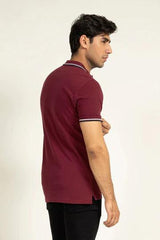 Wine Contrast Tipped Polo - KIBI SPORTS