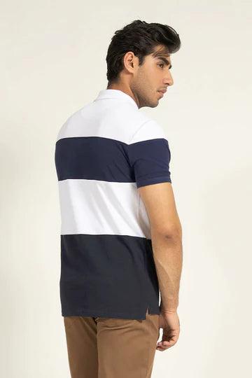Navy & White Paneled Polo - KIBI SPORTS