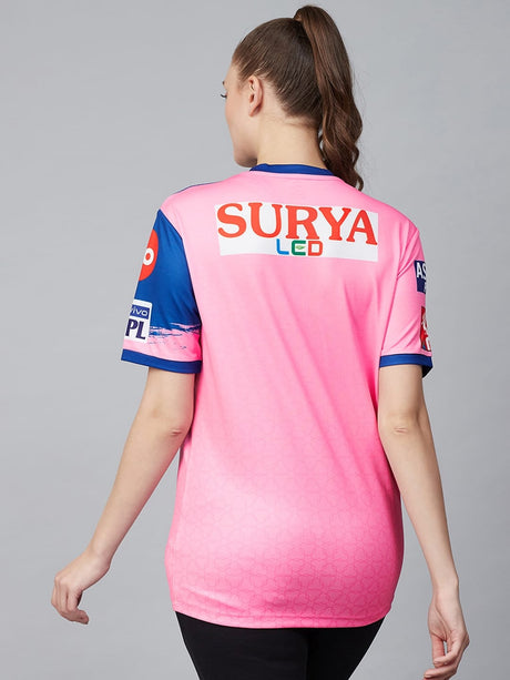 Alcis Women Pink Printed Rajasthan Royals Replica Match Day Jersey | Alcis