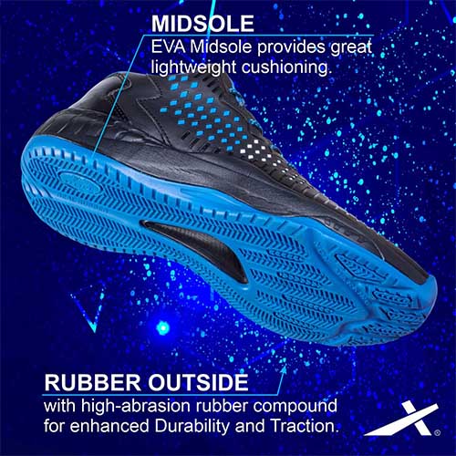 Vector X Cosmic Basketball Shoe with Spalding Rebound Rubber Streetball Basketball Combo Set for Men, Breathable Non Slip Outdoor Sneakers Cushioning Workout Shoes for Fitness
