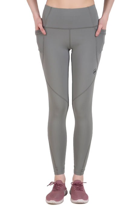 Nylon 4 Pocket Compression Legging/Tights For Women (Light Grey)