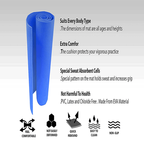 Synco Yoga Mat with Carrying Strap (Color: Blue)