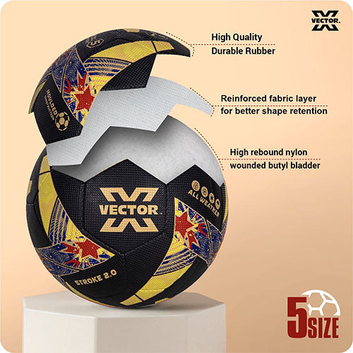Vector X Stroke 2.0 Machine Stitched 32 Panel Football Rubber Moulded Soccer Ball with Air Pin|Indoor & Outdoor Ball|Training Practice Match Ball