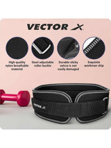 Vector X Level Up 5 Inch Weight Lifting Gym Belt Quick Locking Gym Belt Fitness Weightlifting Belt for Squats, Weightlifting and Strength Training