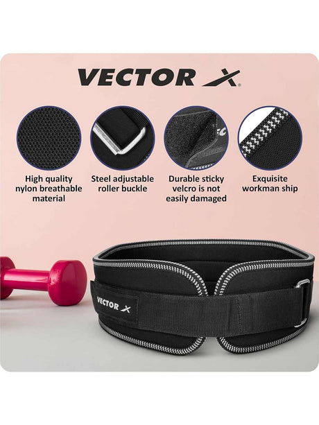 Vector X Level Up 5 Inch Weight Lifting Gym Belt Quick Locking Gym Belt Fitness Weightlifting Belt for Squats, Weightlifting and Strength Training
