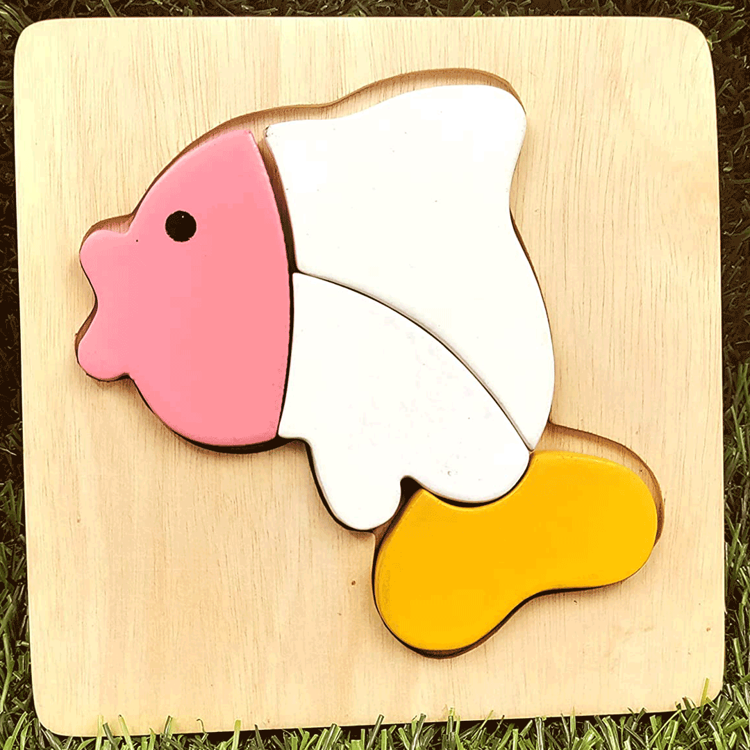 Synco Wooden Fish Puzzle Toy Game (Pack of 2)