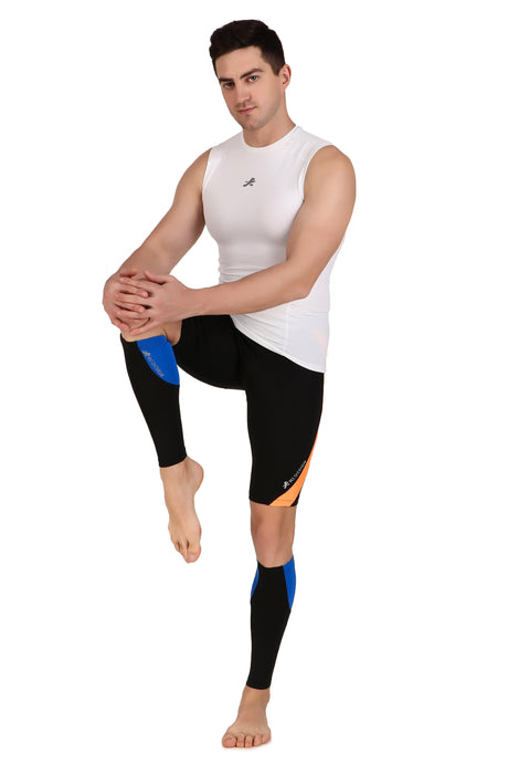 Nylon Compression Calf Sleeves (Black/Royal Blue)