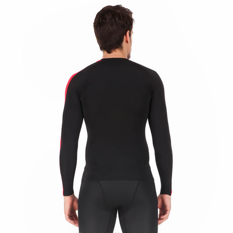 Nylon DC Compression Tshirt Fullsleeves Tights For Men (Black/Red)