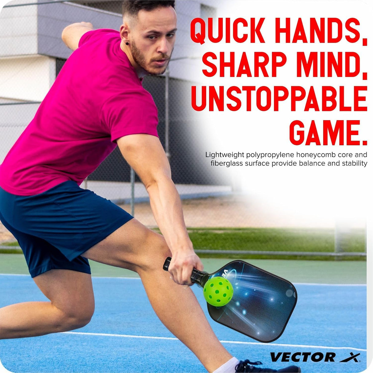 Vector X Graphite Pickle Bat 16 MM, Lightweight Carbon Fiber Material, Face Honeycomb Composite Core Paddle Low Edge Guard, Durable, Lightweight Pickleball Racket