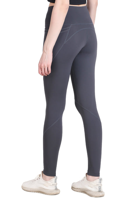 Nylon 4 Pocket Compression Legging/Tights For Women (Dark Grey)