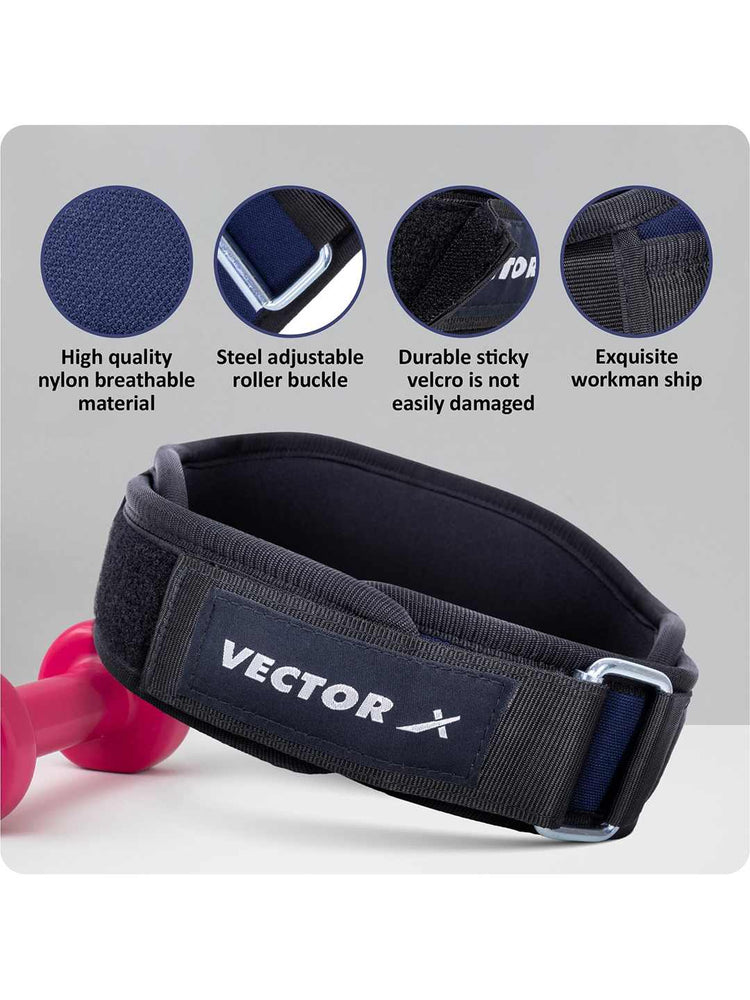 Vector X Go Fit 6 Inch Weight Lifting Gym Belt Quick Locking Gym Belt Fitness Weightlifting Belt for Squats, Weightlifting and Strength Training