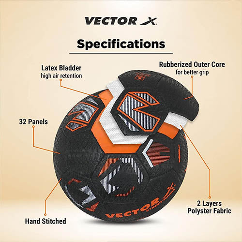 Vector X Street Mania 32 Panel Rubberised Material with Latex Bladder Hand Stitched Indoor/Outdoor Water-Resistant Match, Training Football + Pump , For Men Adults 15+ Years Boys Size 5