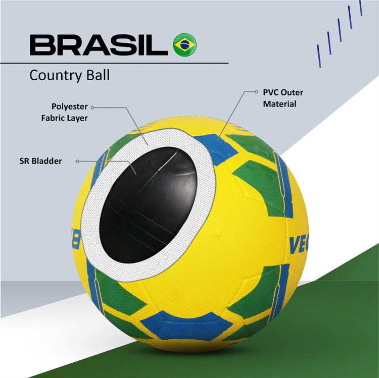 VECTOR X Brasil Rubber Moulded Football - (Pack of 1, Green, Yellow)