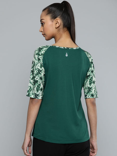 Alcis Women Green Solid Scoop Neck T-shirt | Alcis