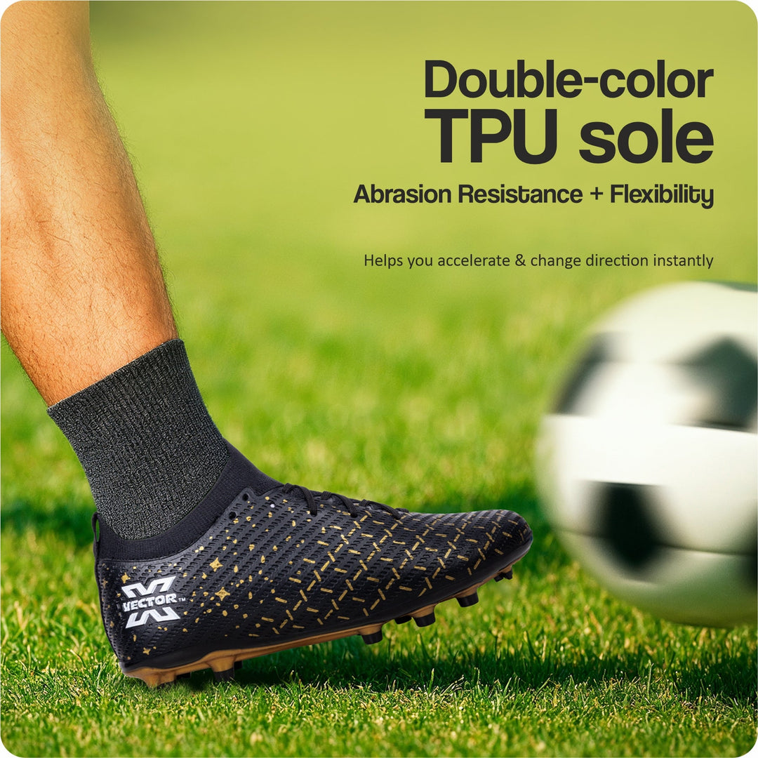 Vector X Starlight Men’s Elite Firm Ground Soccer Cleats Shoes – Primeknit Sock For Superior Grip, TPU Sole, 3D Texture TPU Fusing upper, Lightweight Football Boots