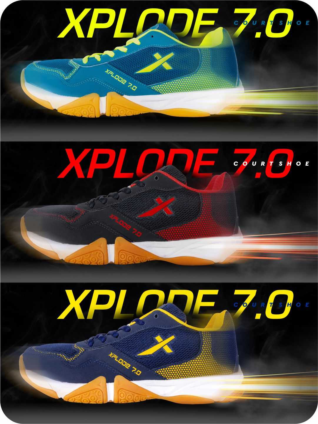 Xplode 7.0 Lightweight Non-Marking EVA Phylon Rubber Sole Badminton Shoes For Men