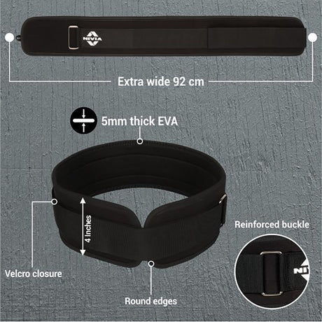 Nivia 4" Straight Back Weightlifting Gym Belt