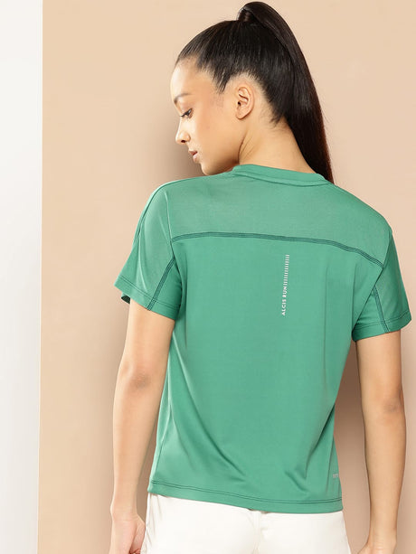Alcis Women Green Drycell Running Crop Tee