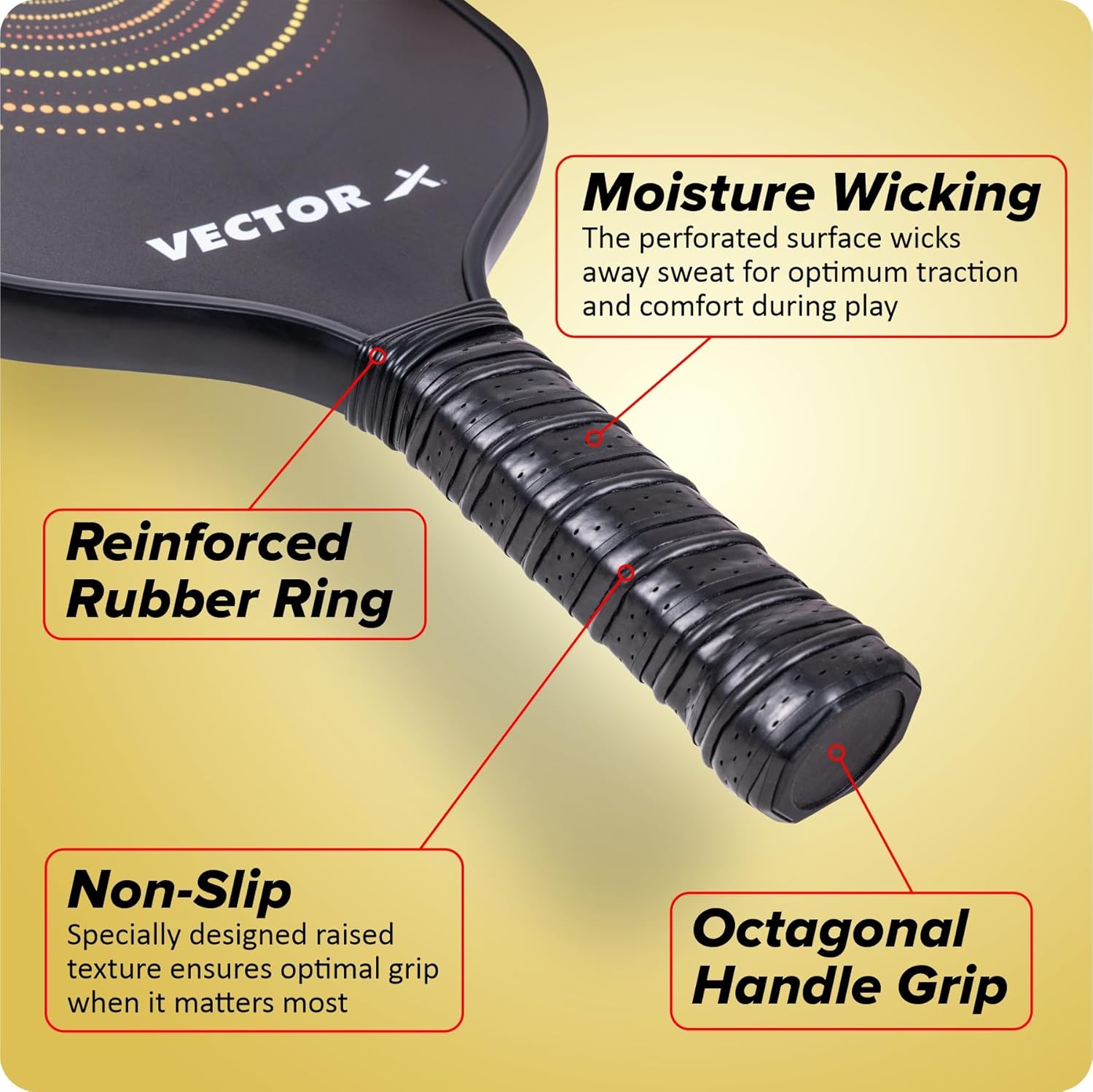 Vector X Graphite Pickle Bat 16 MM, Lightweight Carbon Fiber Material, Face Honeycomb Composite Core Paddle Low Edge Guard, Durable, Lightweight Pickleball Racket