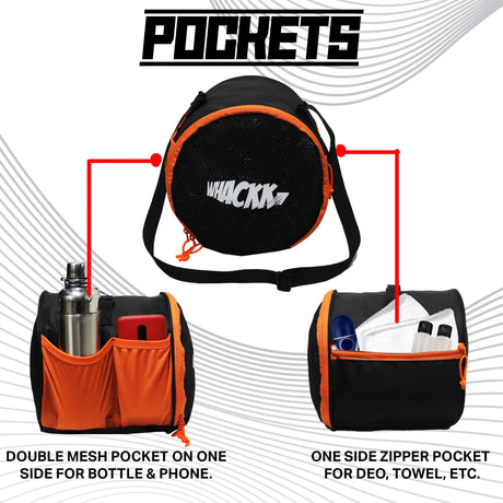 Kick Black Orange Soccer Football Equipment Bags|Basketball Volleyball Bags |Adjustable Strap Backpack |Easy Access Pocket Mesh Bottle Holders | Ball Bag |Kitbag |Bag