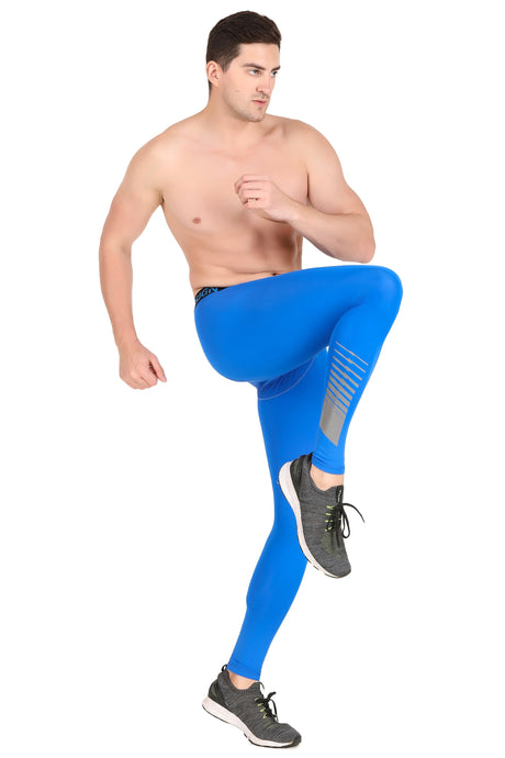 Men's Nylon Reflective Compression Pant (Royal Blue)