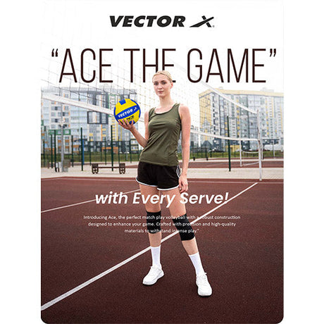 Vector X Ace Soft Touch 18 Panel PU Pasted Texture Surface Volleyball |Durable, Anti-Slip, Water Resistant Ball for Court, Adult, Men & Boys (Yellow - Blue) Pack of 1 Size 4