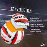 Vector X 18 Panel Flame Rubber Hand Stitched Indoor/Outdoor Volleyball with Latex Bladder, White-Red-Blue, Size: 4 (Suitable for Practice/Match/Beach) + Free Air Needle