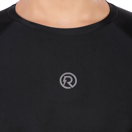 Recharge Polyester Compression Tshirt Full Sleeves (Black)
