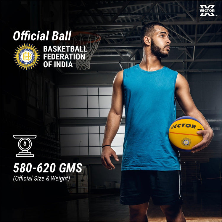 Vector X HG 3X3 Official Match Ball (Basketball Federation of India) Specialized Reinforced Rubber Basketball
