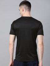 Alcis Men Black Slim Fit Solid Round Neck VIROPROTKT Training T-shirt