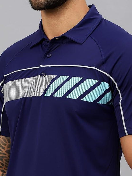 Vector X Mens Printed Polo Collar Neck Stylish Polyester T-Shirts