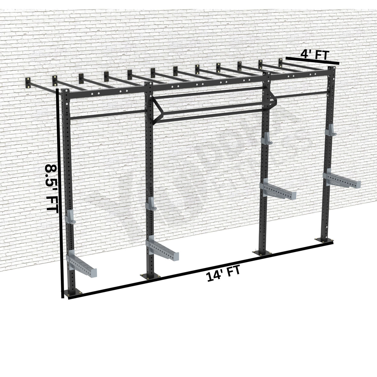 Wall Mounted CrossFit Rig - 14 Ft with Monkey Bar