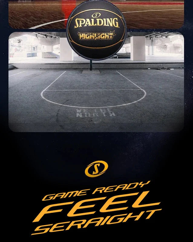 Spalding 8 Panel Highlight Rubber Moulded Indoor/Outdoor Basketball with Butyl Bladder, Suitable for Practice/Match/Training + Free Air Needle