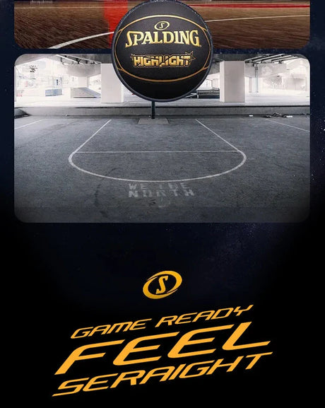Spalding 8 Panel Highlight Rubber Moulded Indoor/Outdoor Basketball with Butyl Bladder, Suitable for Practice/Match/Training + Free Air Needle
